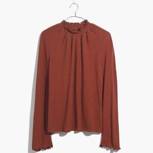 Madewell Texture & Thread Ruffled Mockneck Top